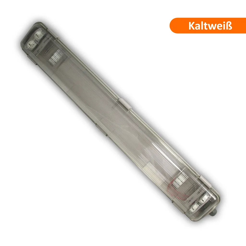 Apparecchio a prova di umidità IP65, apparecchio con diffusore a 1 fiamma, 1x 9W LED tubo 60cm T8 900lm bianco freddo (6500K), plastica, grigio, 66 x 6,8 x 5,8 cm, per garage, cantina, officina, applicazioni esterne - 3