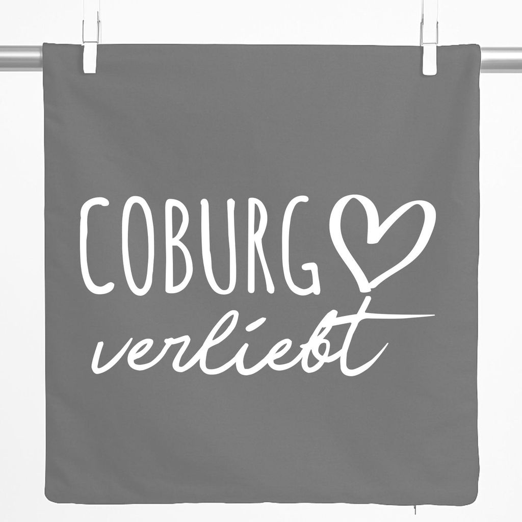 Huuraa Kissenbezug Coburg verliebt 40x40cm Steel Grey Baumwolle Dekokissenbezug Geschenkidee
