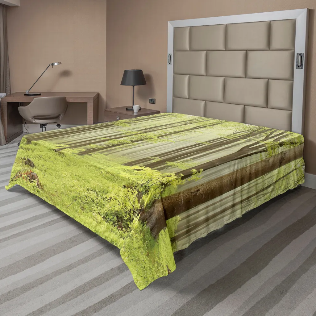 Drap plat de décoration nature forêt sauvage 266x260 cm pour grand lit