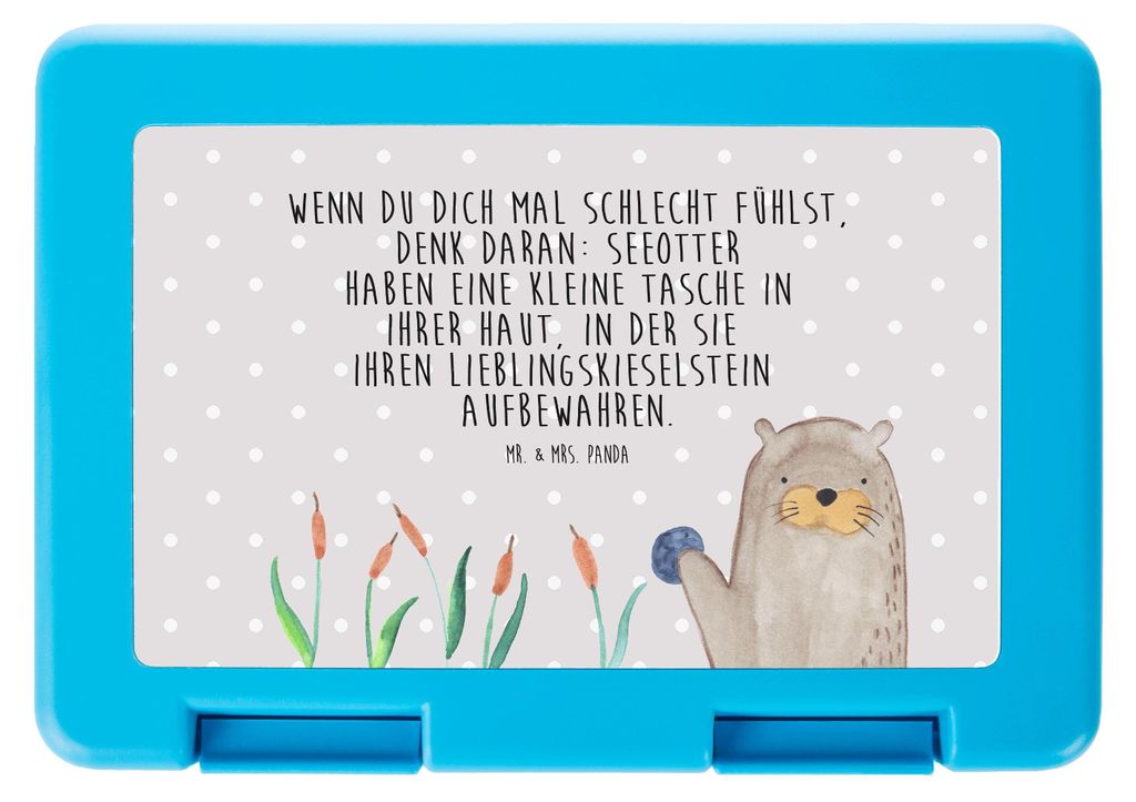 Mr. & Mrs. Panda Bento Box Otter Stein - Grau Pastell - Geschenk, Vesperbox, Fun Facts, Lunchbox, Seeotter, snack aufbewahrungsbox, Witzige Fakten,...