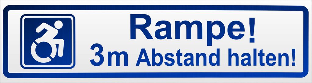 Kiwistar Rampe! Motiv 3m Abstand halten! Magnetschild Schild magnetisch - 45cm Blau - reflektierend - Magnetfolie für Auto PKW Kfz