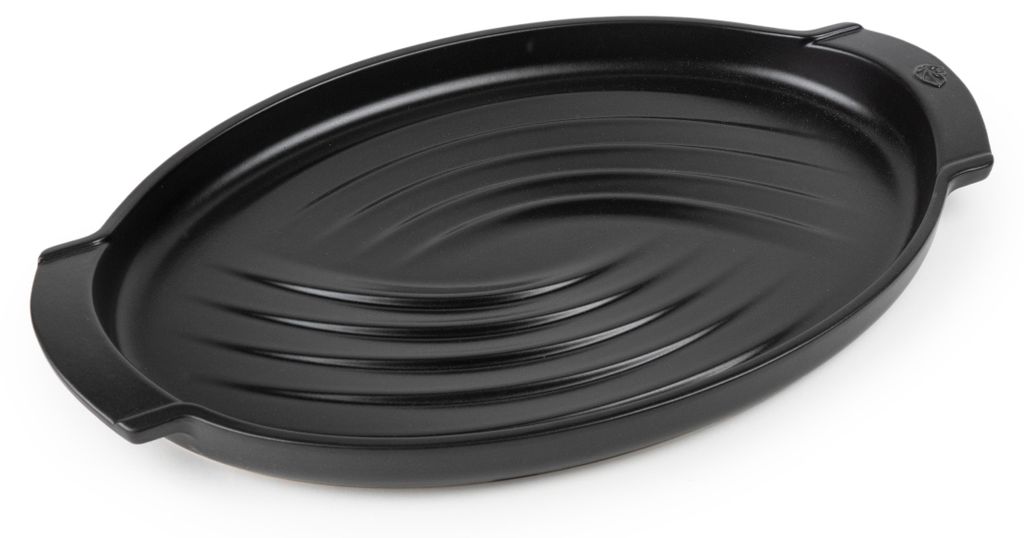 PEUGEOT Fischplancha GRILL TO TABLE 41cm Keramik Schwarz Oval Grill Backofen