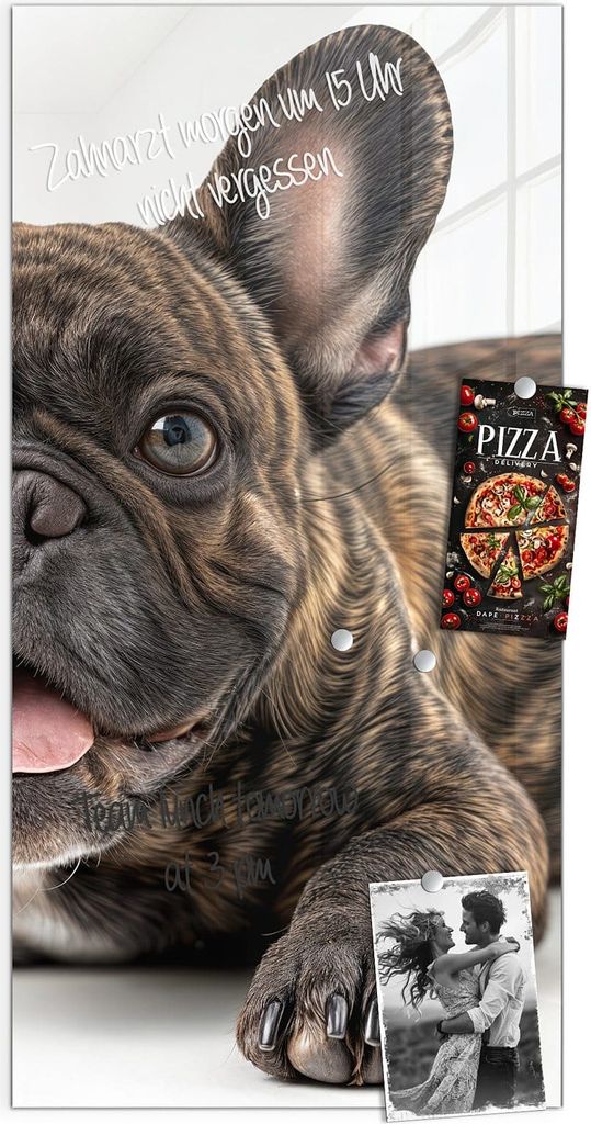 Magnettafel 50x100cm Pinnwand Whiteboard beschreibbar - Französische Bulldogge