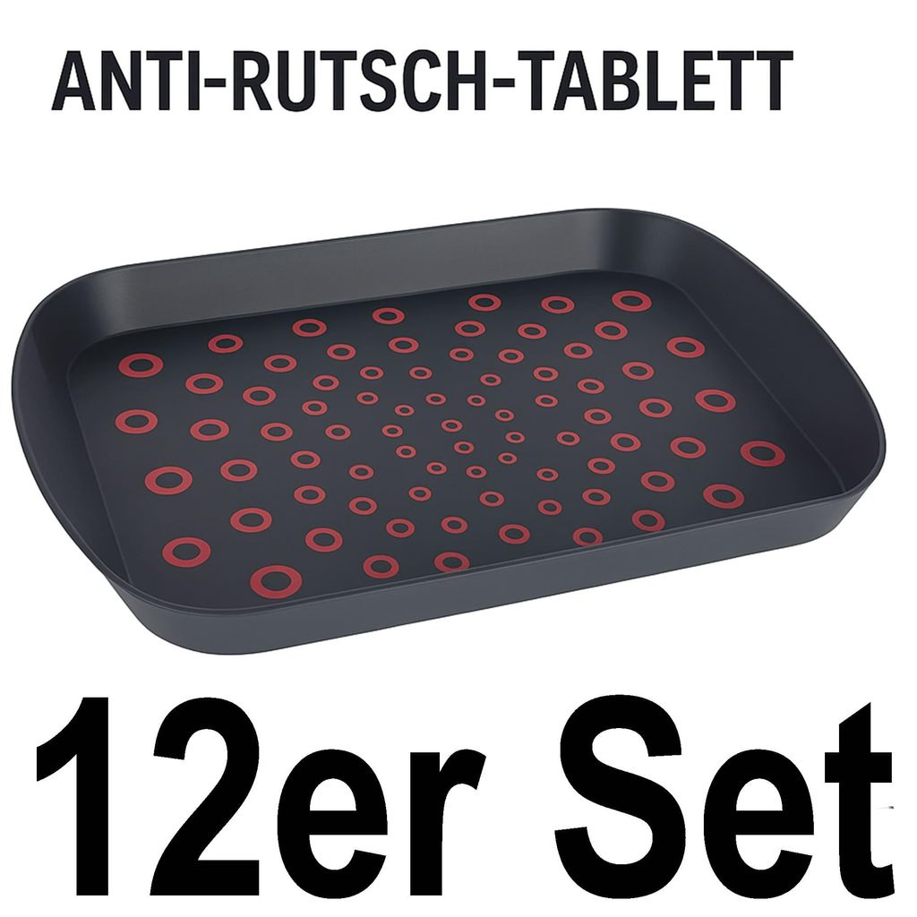 12 x Serviertablett Frühstückstablett Gastro Rutschfest Kunststoff Tablett Griff