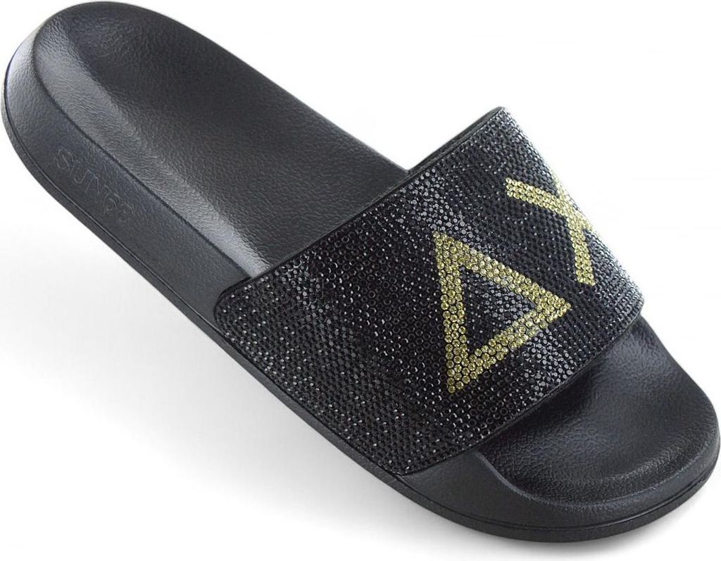 SUN68 Slippers LOGO STRASS - Damen Sandalen Pantoletten Slides Badesandalen X35205-11 , EU 38