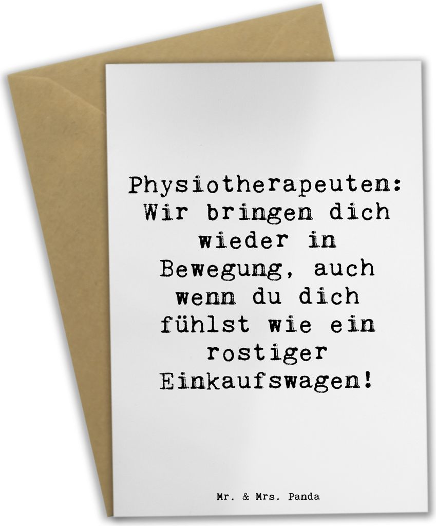 Mr. & Mrs. Panda Glückwunschkarte Spruch Physiotherapeut Bewegung - Weiß - Geschenk, weihnachtskarten, Physiotherapie, Beruf, Therapie, Grußkart...