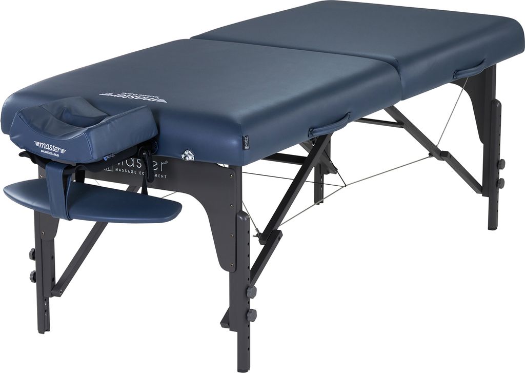 Master Massage 79cm Montclair Mobile Massageliege Paket mit Memory Foam & Klappbares Holzgestell-Königsblau