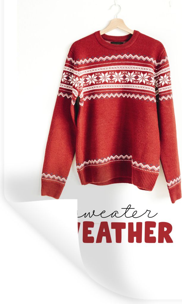 MuchoWow Wandtattoo Wandsticker Wandaufkleber Winter - Pullover - Weihnachten 20x30 cm Selbstklebend und Repositionierbar - Sticker - Dekorfolie