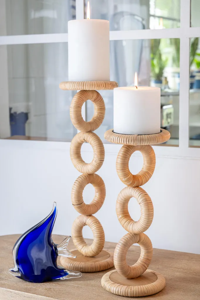 Bougeoir Centre de Table Ring J-Line Naturel - Décoration Table Large - 3