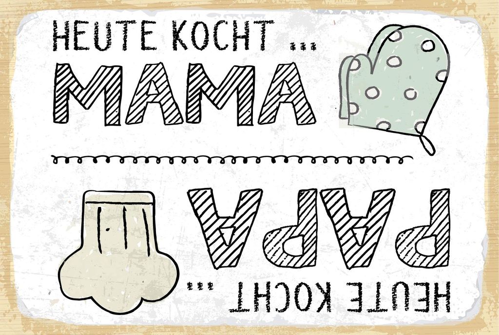 vianmo Holzschild 12x18 cm Heute Kocht Mama Heute kocht Papa Wendeschild
