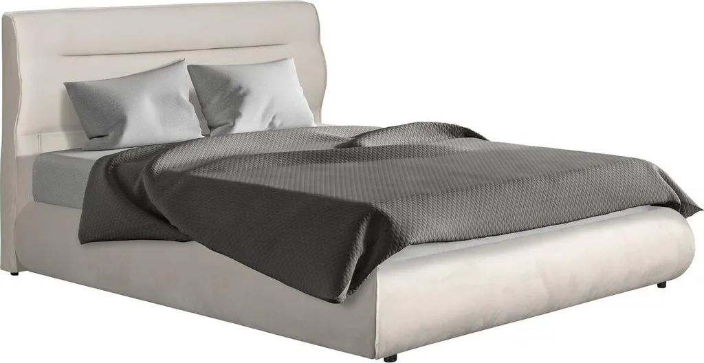 Lit avec rangement Chamonix 140x190 beige : confort et ordre garantis