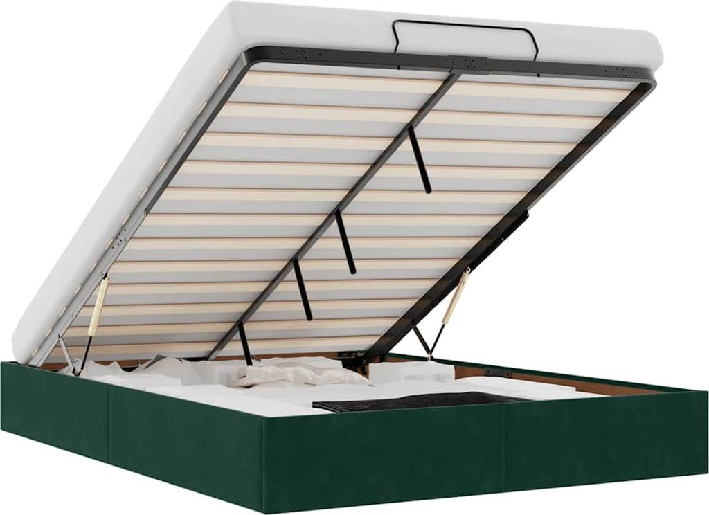 vidaXL Ottoman-Bett ohne Matratze Dunkelgrün 140x190 cm Samt