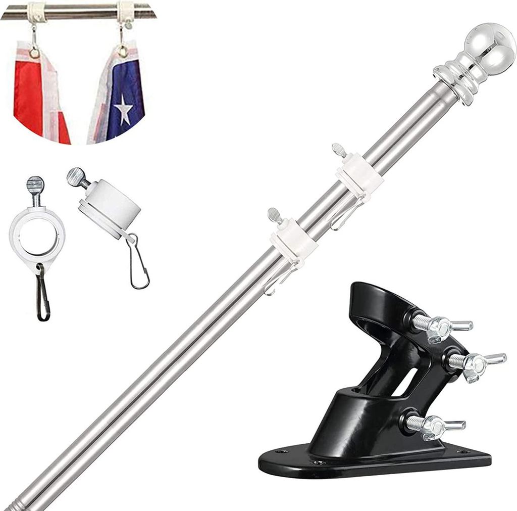 Aluminium Fahnenmast 40-150 cm Halterung und Drehringe Silber