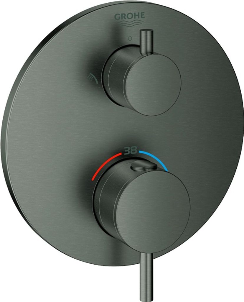 Grohe Thermostat-Brausebatterie ATRIO Fertigmontageset für Rapido SmartBox (35600) hard graphite gebürstet