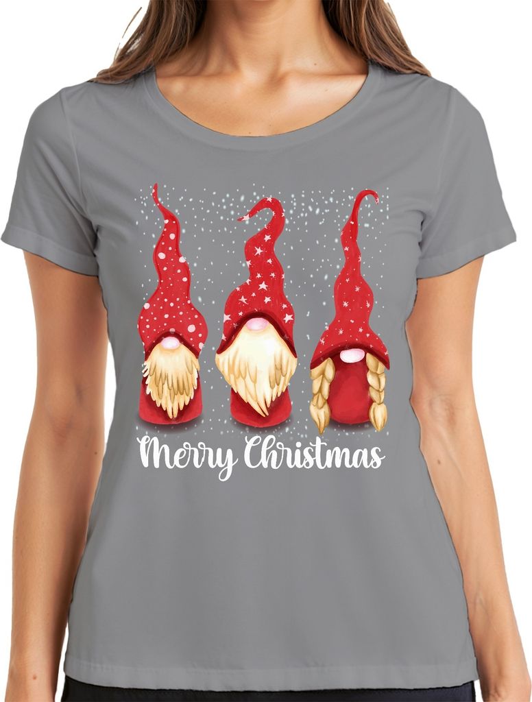 Merry Christmas schwedische Weihnachten - Gnome Weihnachtsgeschenk Christmas Damen T-Shirt, Grau, S