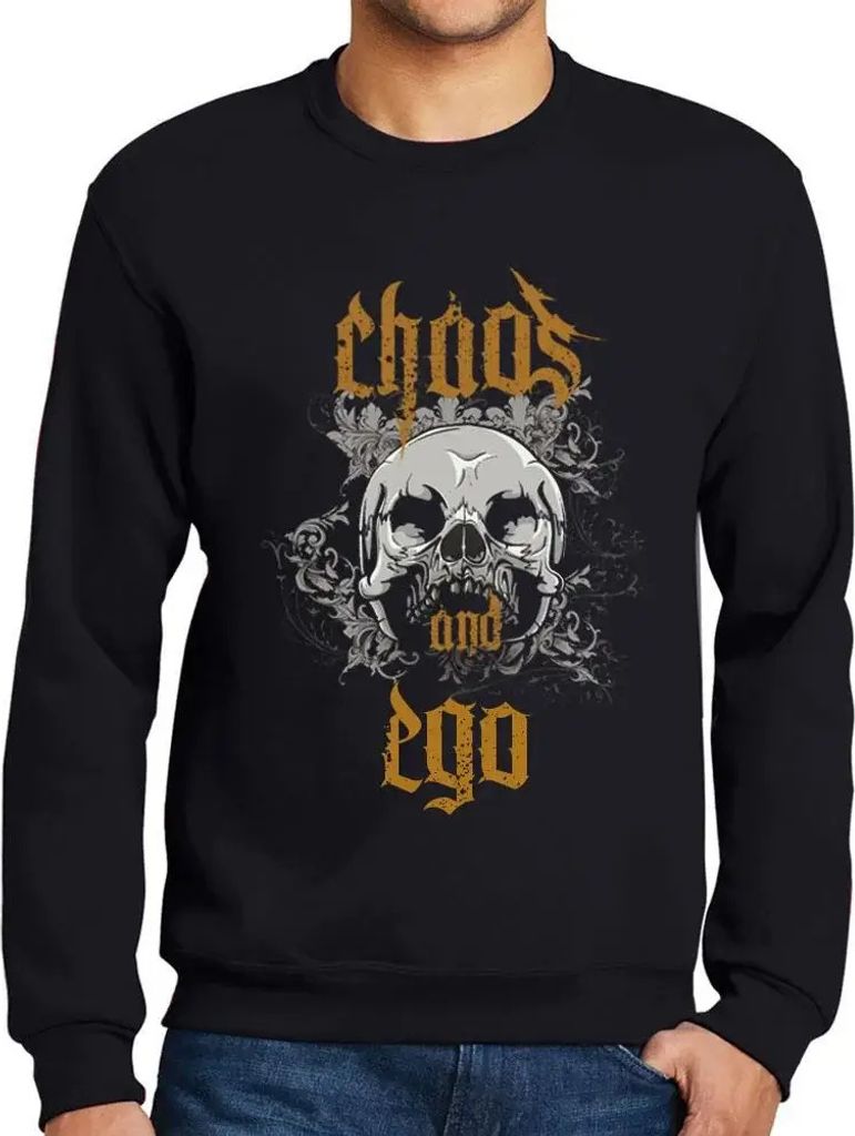 Herren Grafik Sweatshirt mit Aufdruck Chaos und Ego – Chaos And Ego – Öko-Verantwortlich Vintage Jahrgang Langarmshirt Pullover Lustige Druck