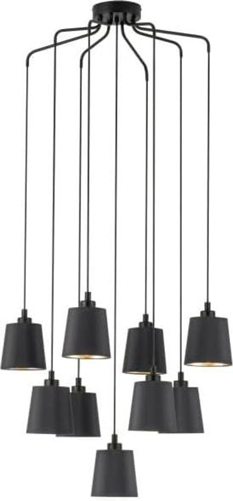 BERNABETTA Pendelleuchte - 9-flammig, Textil, Schwarz-Gold, E27, Modernes Design für Wohnzimmer Esszimmer, dekorative Deckenleuchte, hochwertige M...
