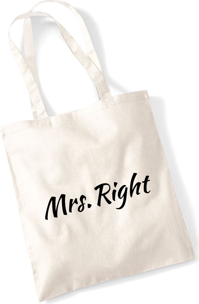 Huuraa Jutebeutel Mrs. Right Schriftzug 10 Liter Natural Baumwolle Tasche Geschenkidee