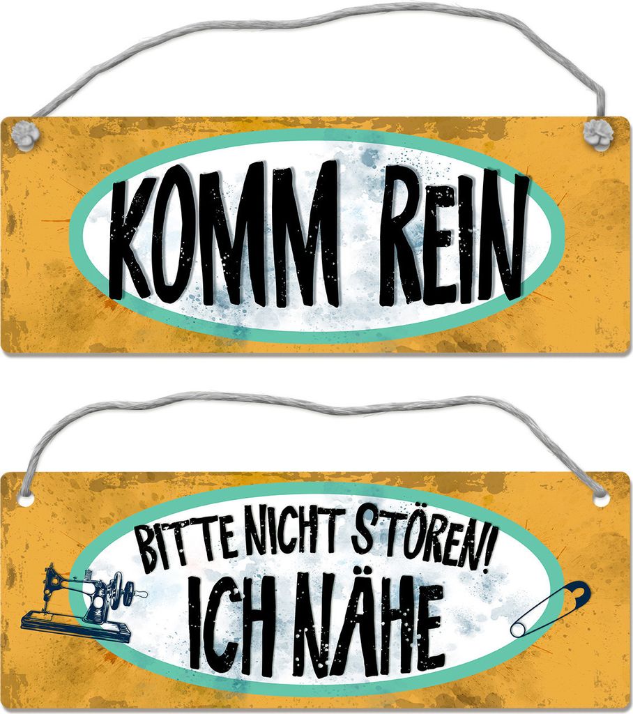 Bitte nicht stören - ich nähe Wendeschild mit Kordel Schild Türschild Dangler