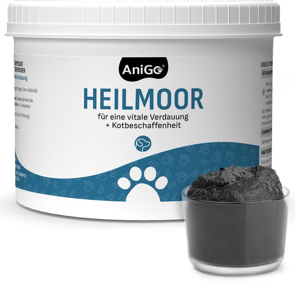 AniGo Heilmoor für Hunde 500g – Verbessert die Kotbeschaffenheit, Optimale Verdauung, Immunsystem, Magen-Darm-Aktivität, Appetit Anregung I Nat...