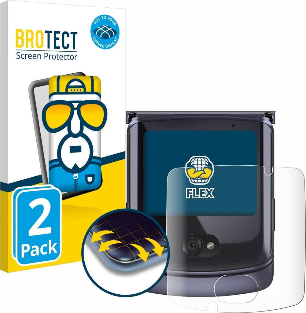 2x BROTECT Fullscreen Schutzfolie für Motorola Razr 5G 2020 (Vorderes Display) Displayschutz Folie Fullcover Klar Transparent