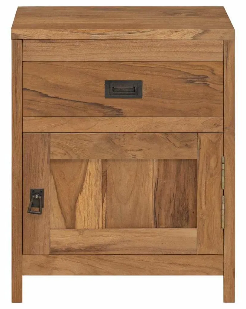 Table de chevet compacte 40 cm en teck massif - Rangement pour chambre