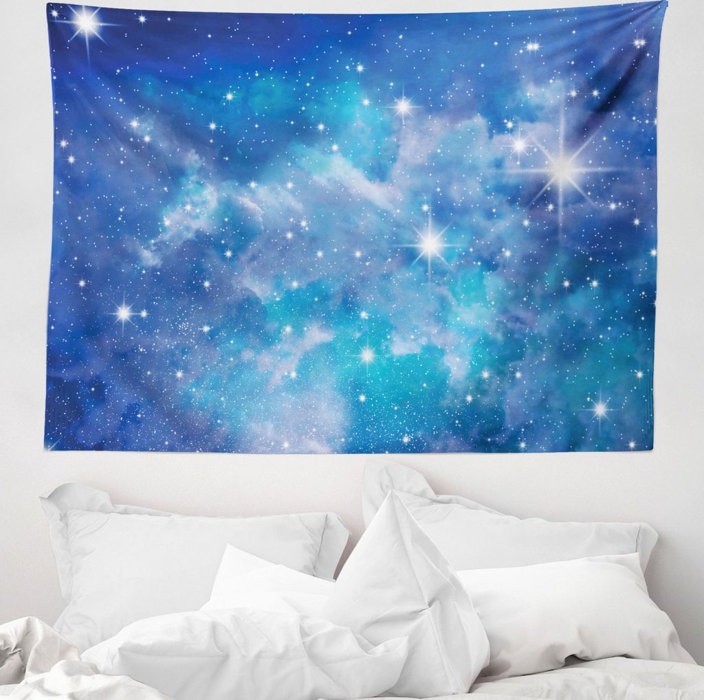 ABAKUHAUS Platz Wandteppich, Planet Sternhaufen aus Weiches Mikrofaser Stoff Waschbar ohne Verblassen Digitaldruck, 150 x 110 cm, Lila Grau Türkis