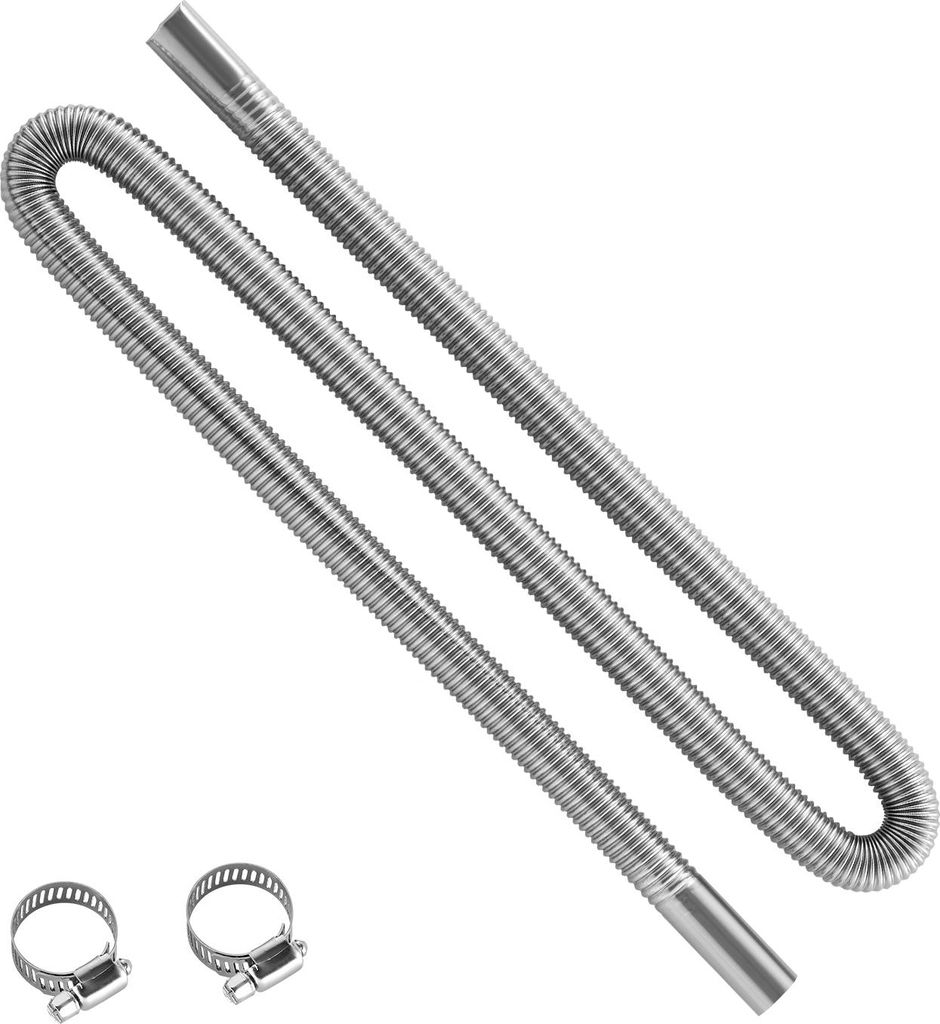 SucceBuy Flexibler Abgasschlauch für Standheizung, 149 cm Länge, geeignet für Auto-Dieselheizungen mit 2 Klemmen. Edelstahl-Auspuffrohr mit eine...