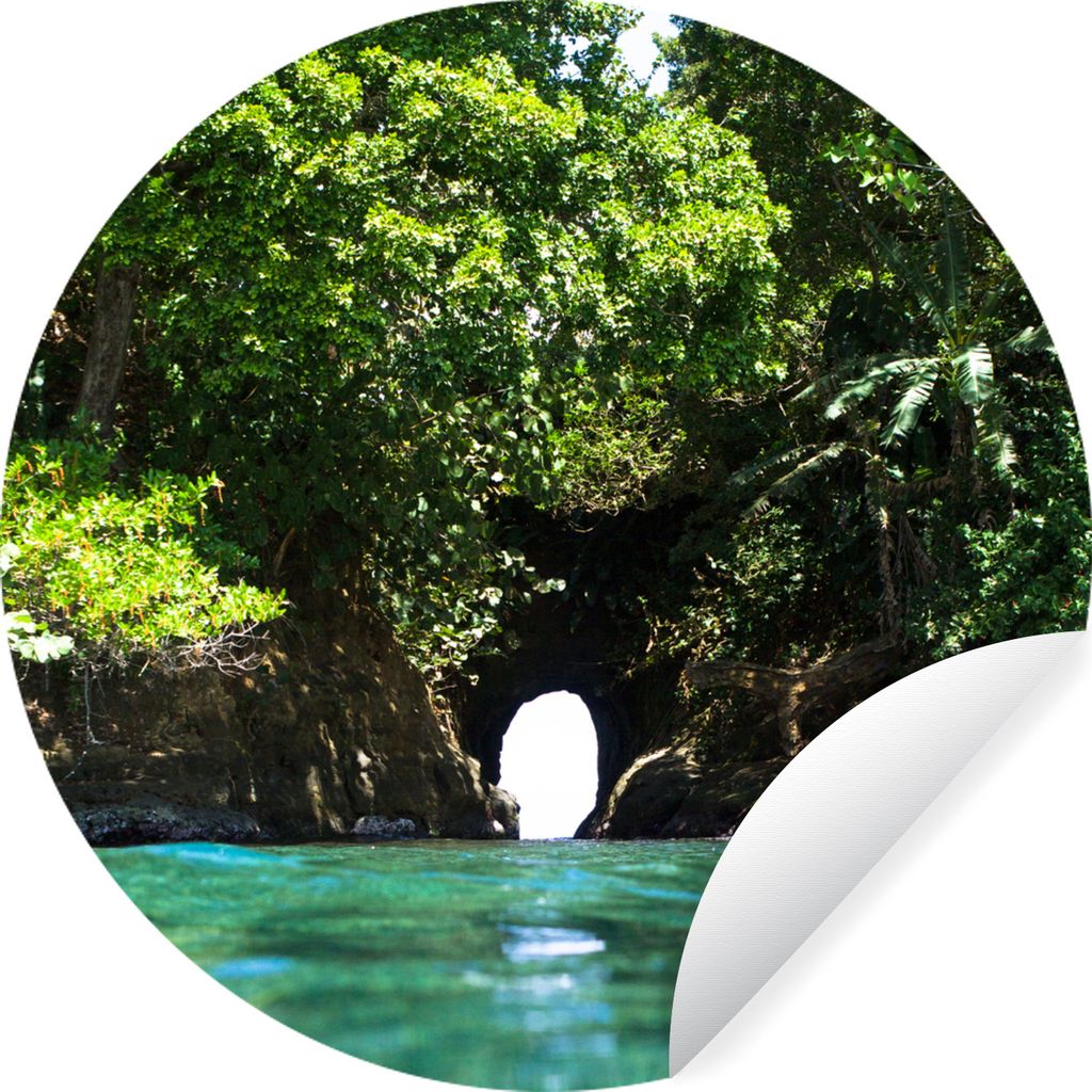 MuchoWow Runde Wandtattoo - Wandsticker Tapete Aufkleber Ein Loch in der Wand auf dem Land in Costa Rica Ø 100 cm Selbstklebend und Repositionie...