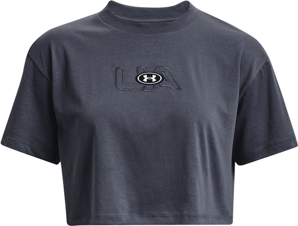 Under Armour BRANDED LOGO CROP SS Downpour Gray S