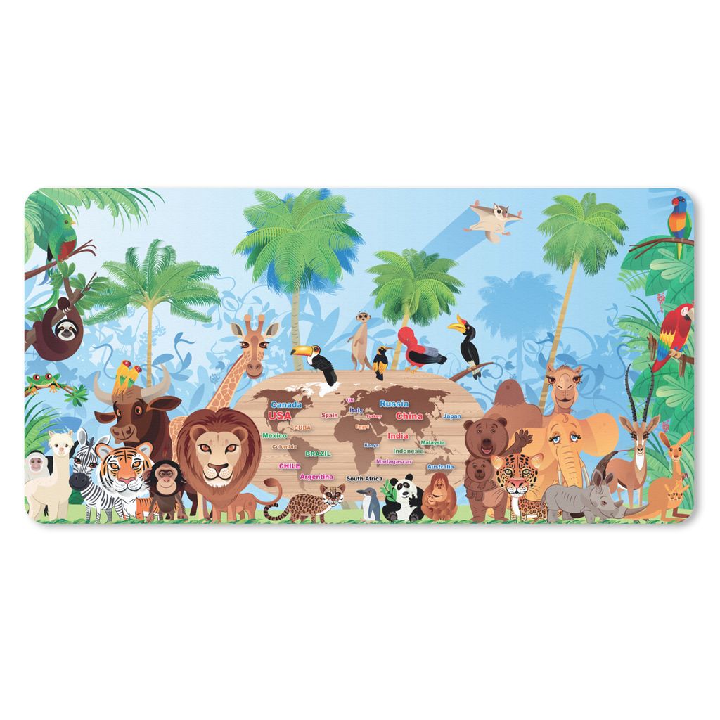 MuchoWow Mauspad Mousepad Tiere - Wald - Tropisch - Jungen - Mädchen - Kind 60x30 cm - Mousepads - Maus Mat - Pad - Mausunterlage - Nachhaltig