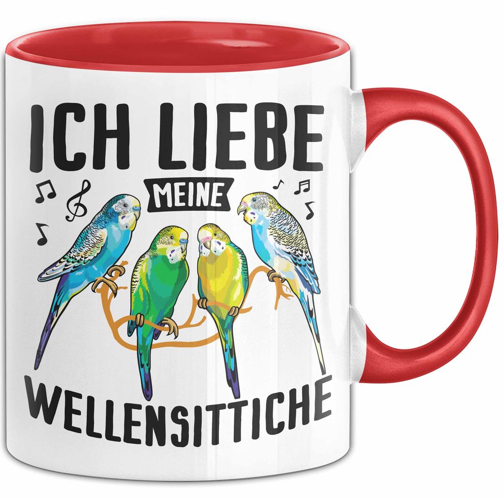 Wellensittich-Liebhaber Tasse Geschenk Lustiger Spruch Ich Liebe Meine Wellensittiche (Rot)