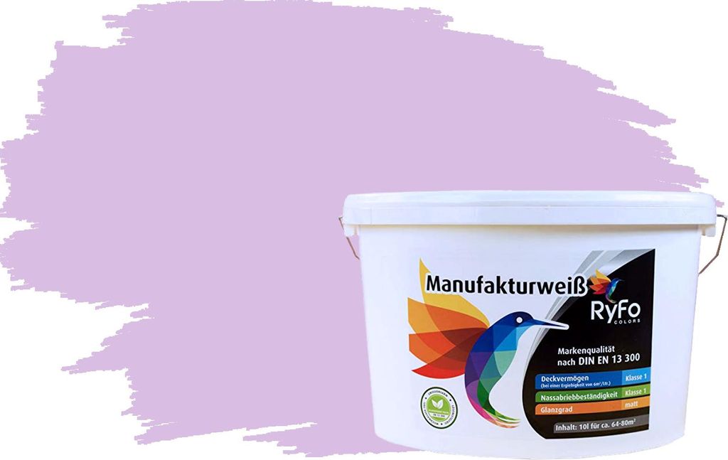 RyFo Colors Bunte Wandfarbe Manufakturweiß Rosenholz 10l - weitere Rot Farbtöne und Größen erhältlich, Deckkraft Klasse 1, Nassabrieb Klasse 1