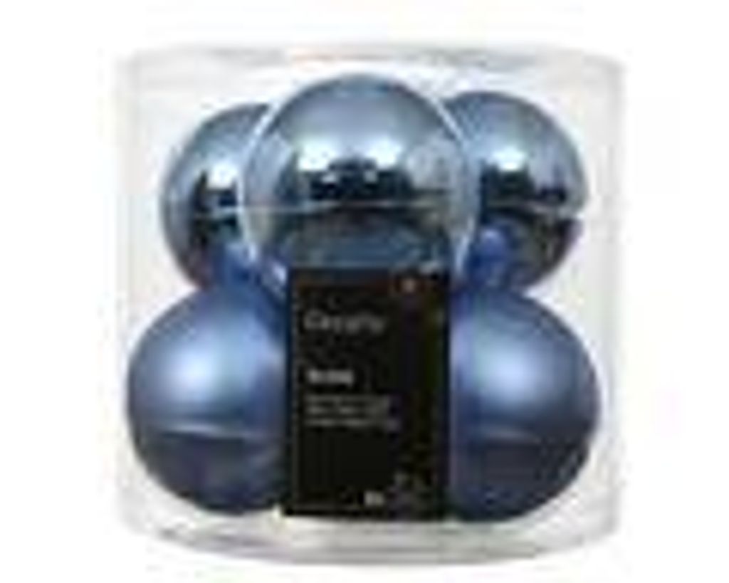 Weihnachtskugeln Glas 8cm 6 Stück - Dämmerungsblau Produktbild 