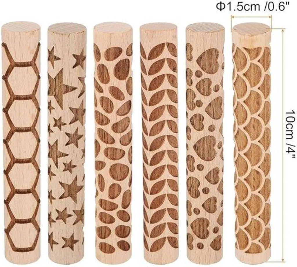 Rouleaux à motifs hexagonaux en bois - Solution texture argile - 6x