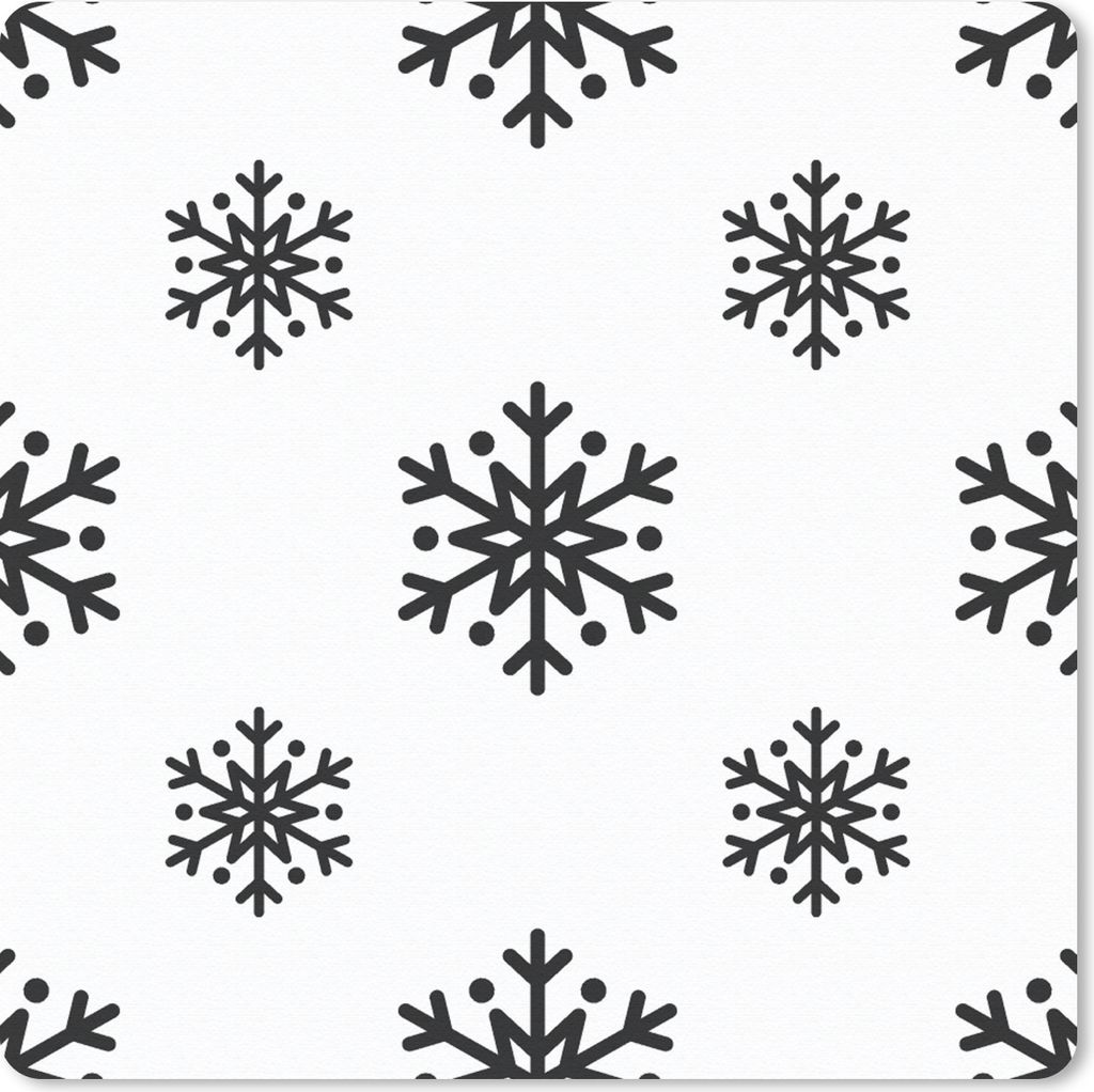 MuchoWow Mauspad Mousepad Schneeflocke - Winter - Schwarz - Weiß - Muster 20x20 cm - Mousepads - Maus Mat - Pad - Mausunterlage - Desk Mat - Bur...