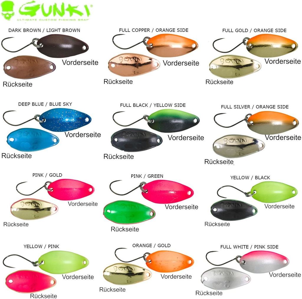 Gunki Spoon Reinbo Slide 2,48cm 3,5g - Forellenblinker, Gunki Farben:FULL WHITE / PINK SIDE