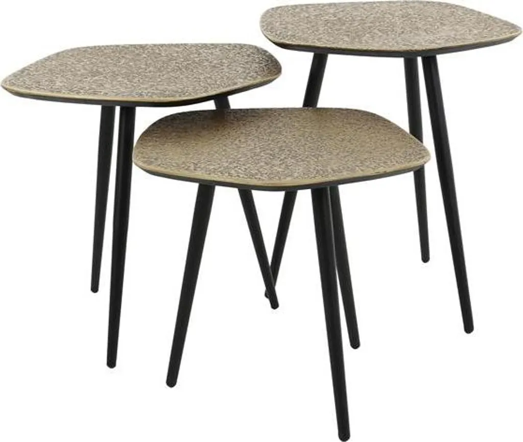 Ensemble tables basses Mariola Bio : gain de place et style bronze antique