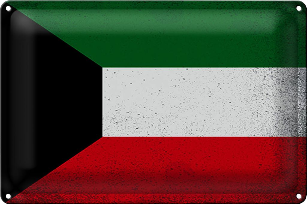 Blechschild Flagge Kuwait 18x12cm Flag of Kuwait Vintage