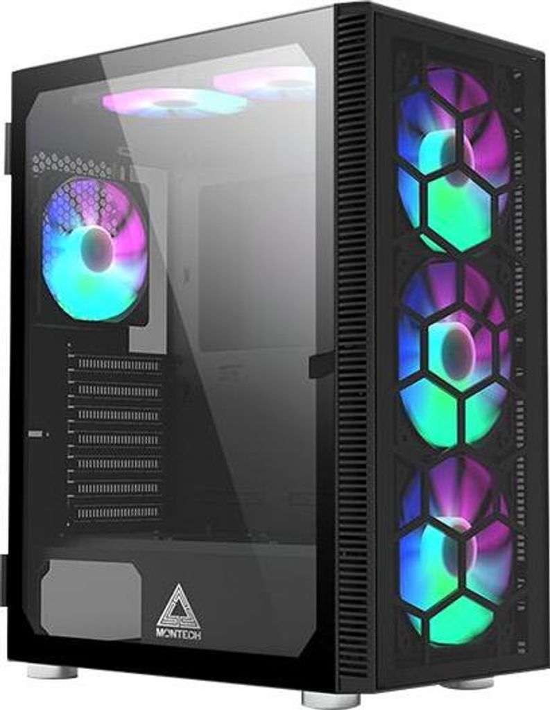 Montech X3 GLASS, Midi Tower, PC, Schwarz, ATX, micro ATX, Mini-ITX, Gaming, Blau, Grün, Rot