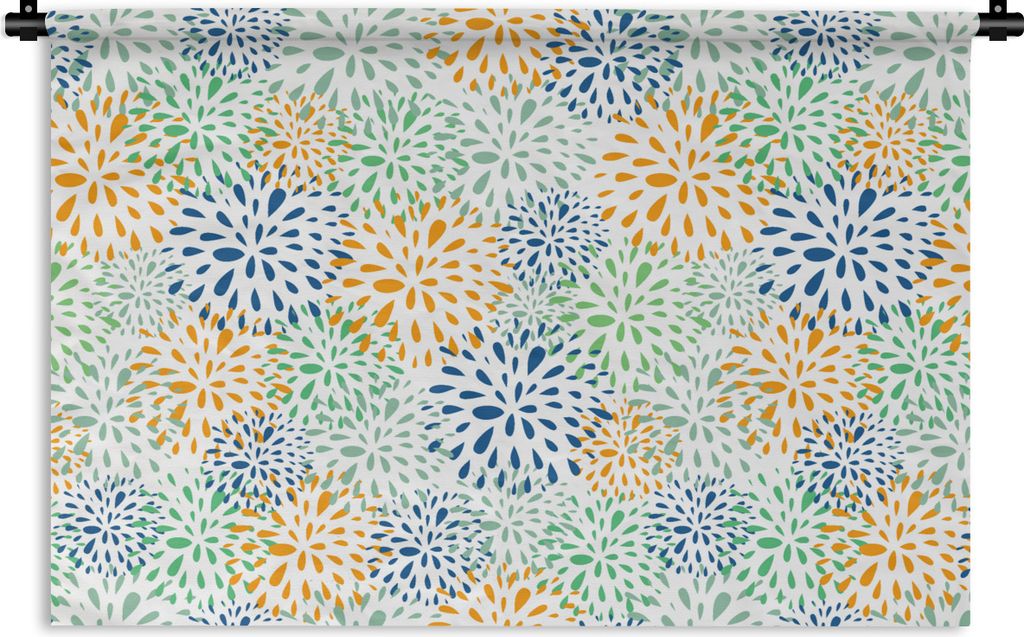 MuchoWow Wandteppich Wandbehang Feuerwerk - Blumen - Regenbogen - Muster 90x60 cm Tapisserie Dekoration Wandtuch - Wandskulpturen - Bildteppich