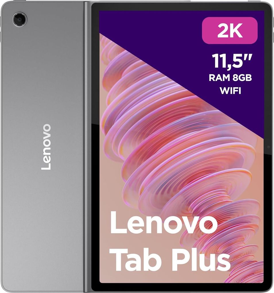 Lenovo Tab Plus 2K Display 11,5 Zoll (MediaTek Helio G99 Prozessor, 8 GB RAM, 128 Speicher, WiFi, Tablet Android 13) - Luna Grau, Exklusiv bei Amazon