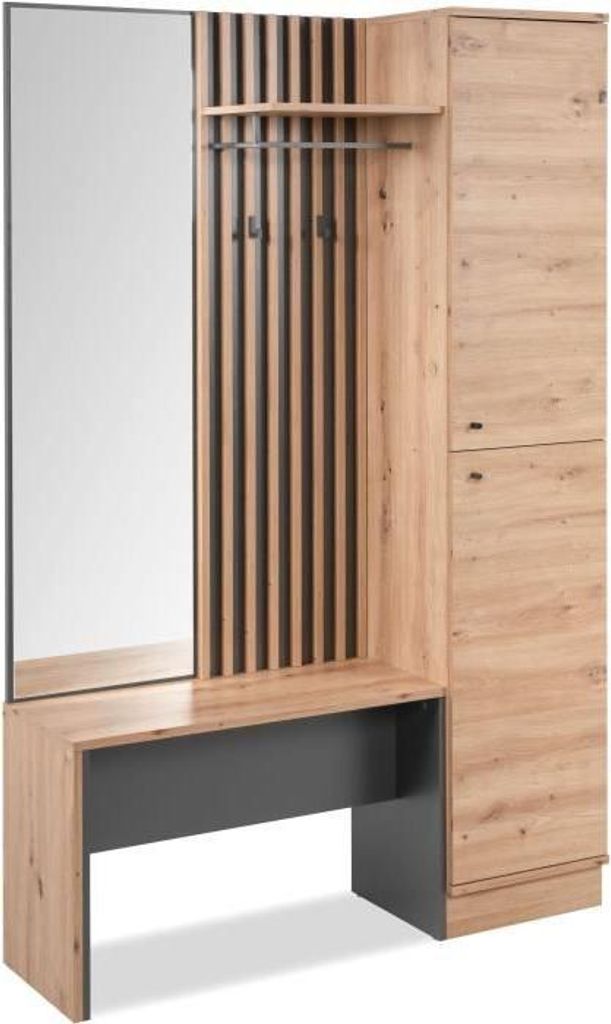 Vestiaire avec miroir MEDAN 42B, Anthracite et Chene Image du produit 