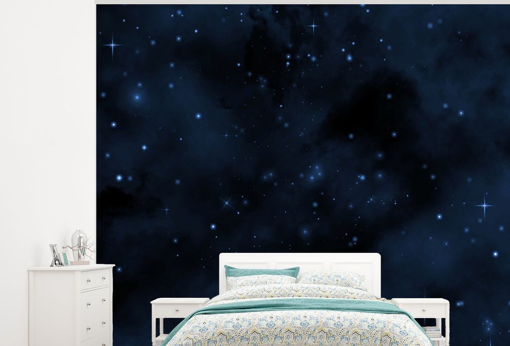 MuchoWow Fototapete für Wohnzimmer oder Schlafzimmer Wandtapete Vinyl Motivtapete Nacht - Universum - Sternenhimmel - 375x300 cm - Tapezierpapier