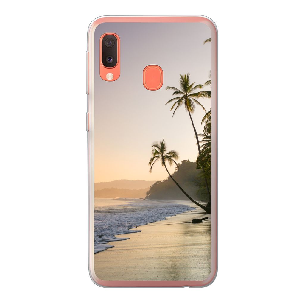MuchoWow Handyhülle Schutzhülle Hülle für Samsung Galaxy A20e Strand - Sonnenuntergang - Tropisch Silikon Softcase Handy Hülle - Abdeckung
