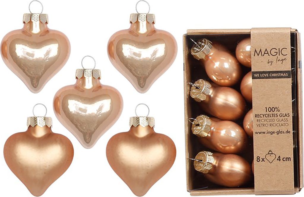 Christbaumschmuck Herzen 4cm Glas 8 Stück - Golden Sesame Produktbild 