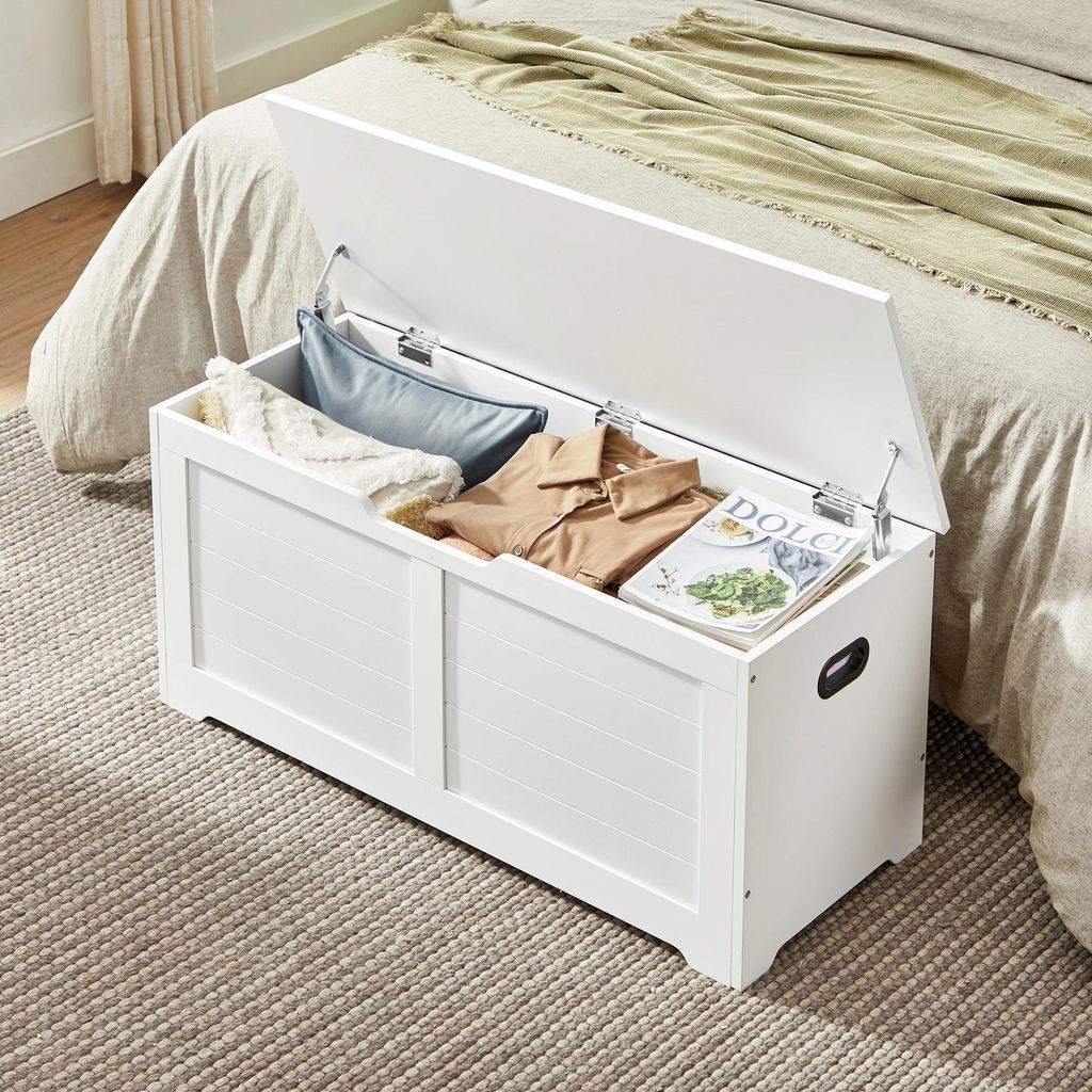 Sitzbank mit Stauraum - Schuhbank - 1 Schublade - Spanplatte - Modern minimalistisch - 100x40x46 cm - Weiß