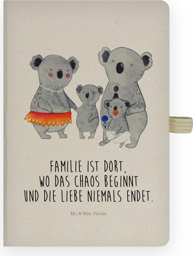 Mr. & Mrs. Panda Kladde Koala Familie - Transparent - Geschenk, Journal, Koalas, Papa, Adressbuch, Muttertag, Tagebuch, Mama, Family, Skizzenbuch, ...