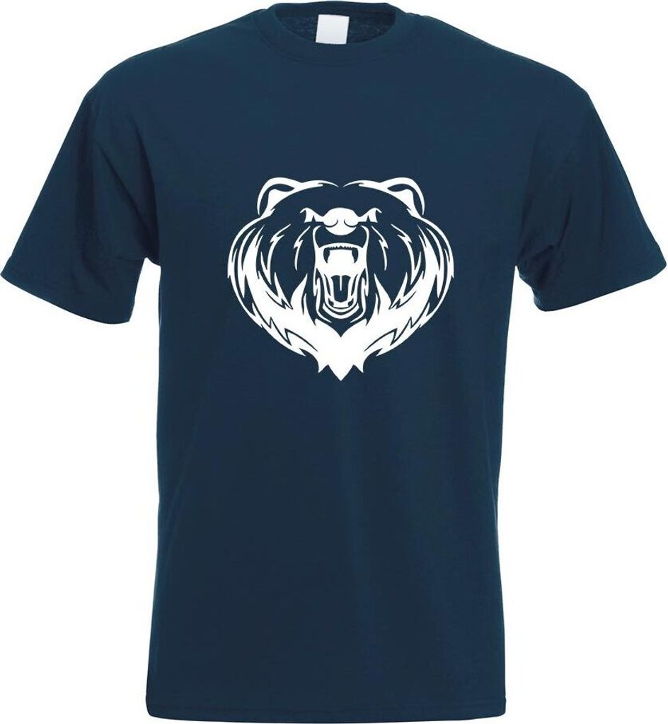 Kiwistar - T-Shirt - Navy - Grizzly Bear - Bär - Motiv Bedruckt Funshirt Design Print - mit Motiv Bedruckt - Funshirt Design - Sport - Freizeit - ...