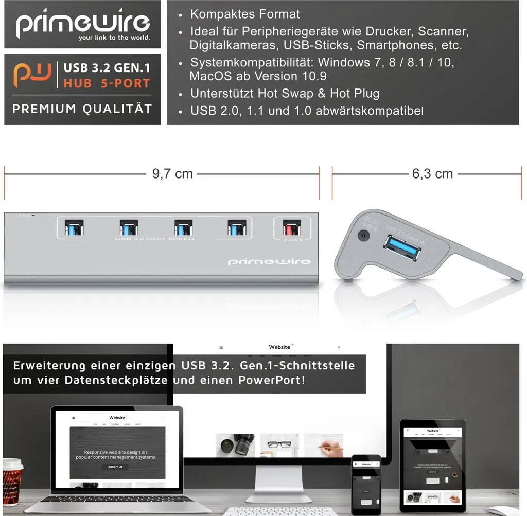 Primewire 5 Port USB 3.2 Hub Aktiv mit | Kaufland.de